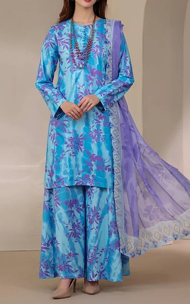 Feathers Turquoise Lawn Suit | Pakistani Lawn Dress in USA- Image 1