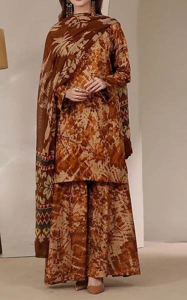 Feathers Bronze Lawn Suit | Pakistani Lawn Dress in USA- Image 1