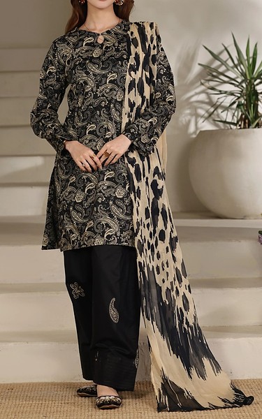 Feathers Black/Ivory Lawn Suit | Pakistani Lawn Dress in USA- Image 1