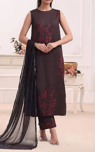 Feathers Dark Brown Lawn Suit | Pakistani Lawn Dress in USA- Image 1