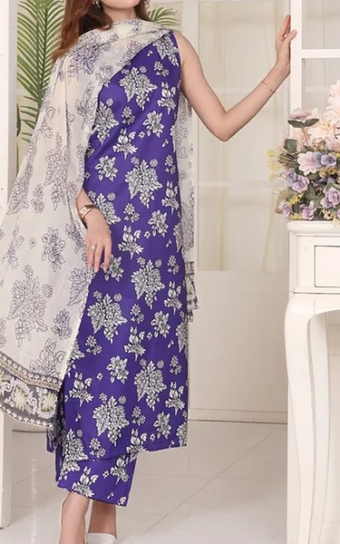 Feathers Blueberry Lawn Suit | Pakistani Lawn Dress in USA- Image 1