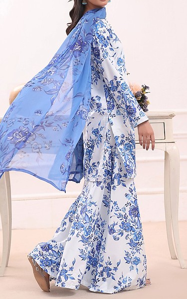 Feathers Off White/Blue Lawn Suit | Pakistani Lawn Dress in USA- Image 2