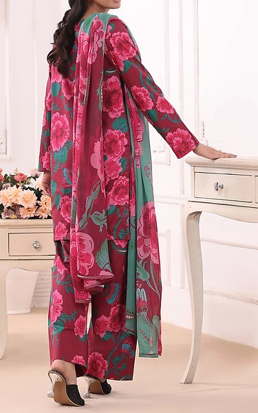 Feathers Wine Lawn Suit | Pakistani Lawn Dress in USA- Image 1