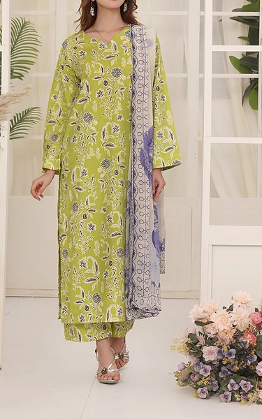 Feathers Olive Lawn Suit | Pakistani Lawn Dress in USA- Image 1