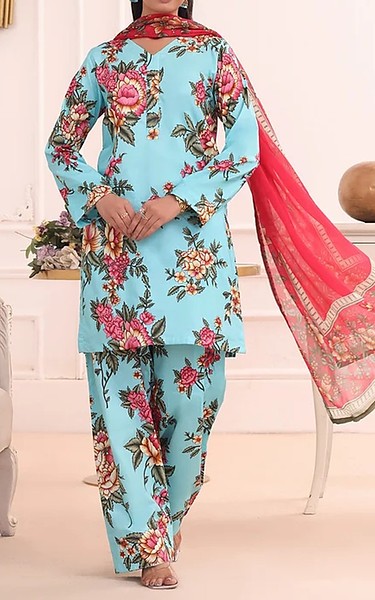 Feathers Light Blue Lawn Suit | Pakistani Lawn Dress in USA- Image 1