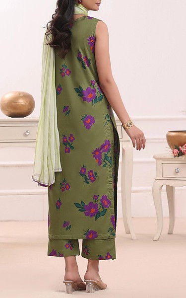 Feathers Olive Lawn Suit | Pakistani Lawn Dress in USA- Image 2