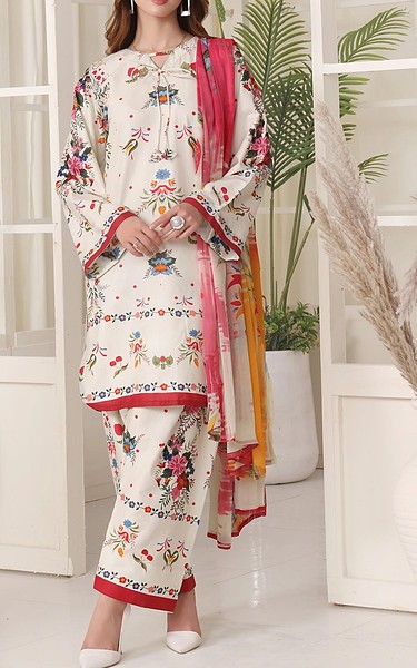 Feathers Off White Lawn Suit | Pakistani Lawn Dress in USA- Image 1