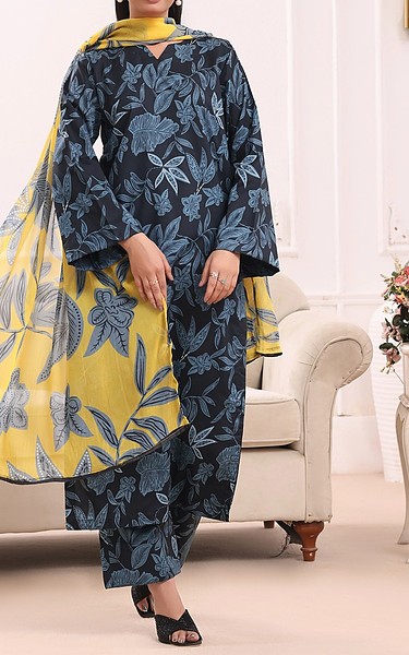 Feathers Black/Light Blue Lawn Suit | Pakistani Lawn Dress in USA- Image 2