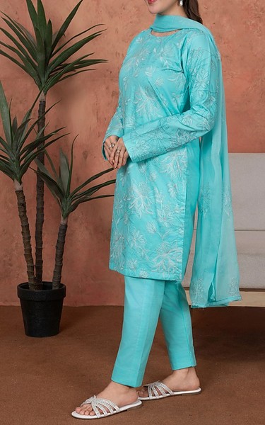 Feathers Turquosie Lawn Suit | Pakistani Lawn Dress in USA- Image 2
