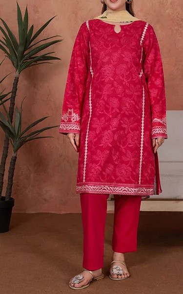 Feathers Fuchsia Lawn Suit | Pakistani Lawn Dress in USA- Image 1