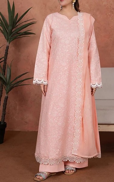 Feathers Cavern Pink Lawn Suit | Pakistani Lawn Dress in USA- Image 1