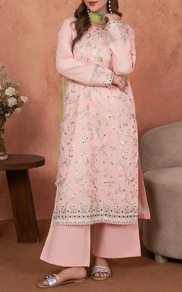 Feathers Cavern Pink Lawn Suit | Pakistani Lawn Dress in USA- Image 1