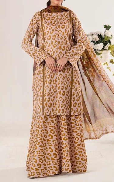 Feathers Off White/Mustard Lawn Suit | Pakistani Lawn Dress in USA- Image 1