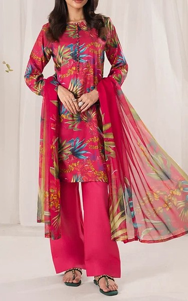 Feathers Cerise Pink Lawn Suit | Pakistani Lawn Dress in USA- Image 1