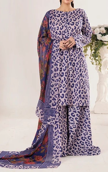 Feathers Pink Flare/Blue Lawn Suit | Pakistani Lawn Dress in USA- Image 1