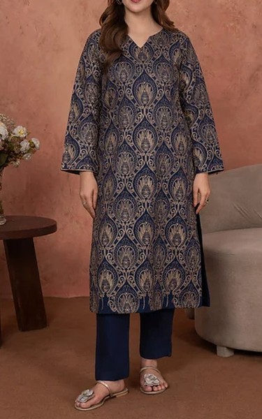 Feathers Blue Zodiac/Ivory Lawn Suit (2 Pcs) | Pakistani Lawn Dress in USA- Image 1