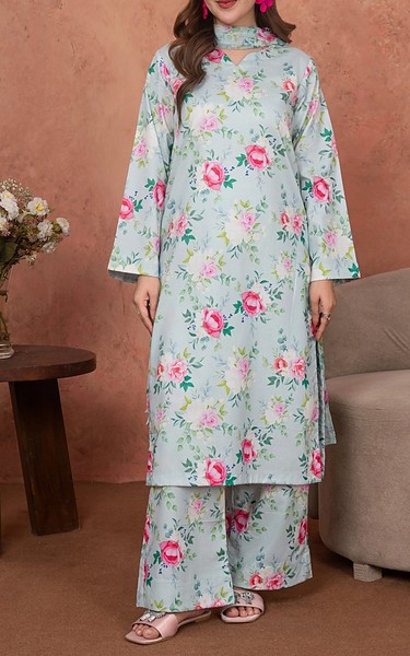 Feathers Pale Aqua Lawn Suit | Pakistani Lawn Dress in USA- Image 2