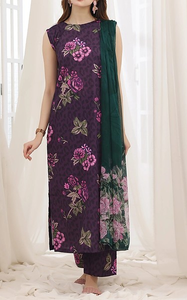 Feathers Eggplant Suit | Pakistani Lawn Dress in USA- Image 2