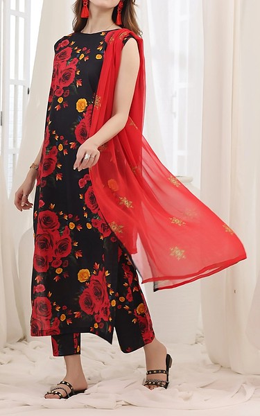 Feathers Black Lawn Suit | Pakistani Lawn Dress in USA- Image 1