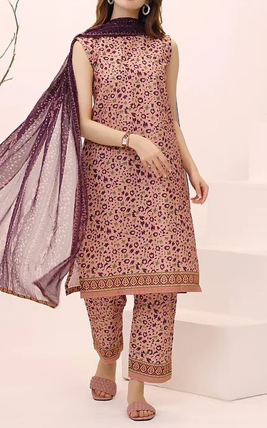 Feathers Pink Lawn Suit | Pakistani Lawn Dress in USA- Image 1