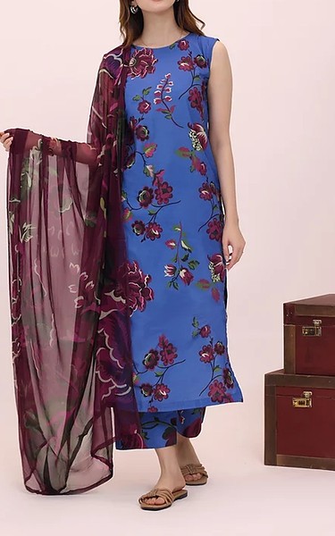 Feathers Royal Blue Lawn Suit | Pakistani Lawn Dress in USA- Image 1