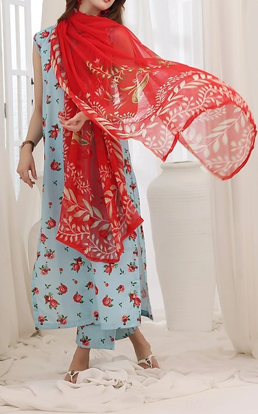Feathers Light Blue Lawn Suit | Pakistani Lawn Dress in USA- Image 1