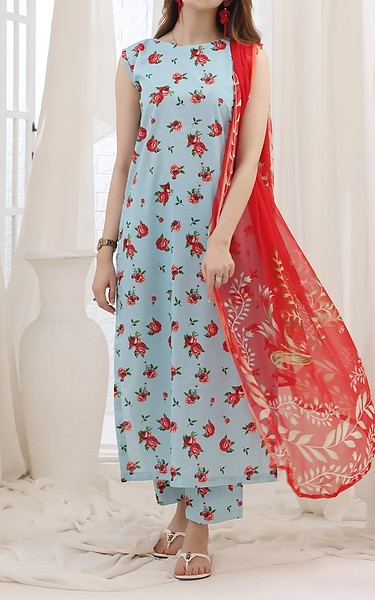Feathers Light Blue Lawn Suit | Pakistani Lawn Dress in USA- Image 2