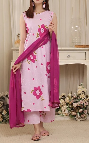 Feathers Pale Pink Lawn Suit | Pakistani Lawn Dress in USA- Image 1