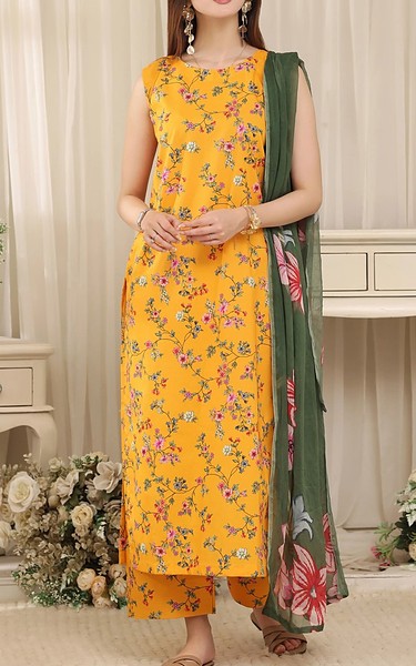 Feathers Orange Lawn Suit | Pakistani Lawn Dress in USA- Image 2