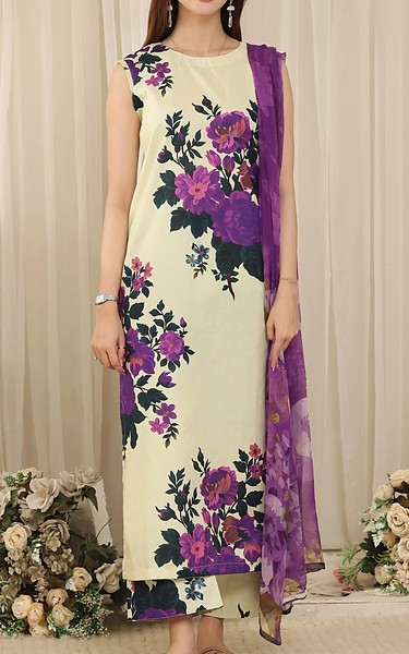 Feathers Off White Lawn Suit | Pakistani Lawn Dress in USA- Image 2