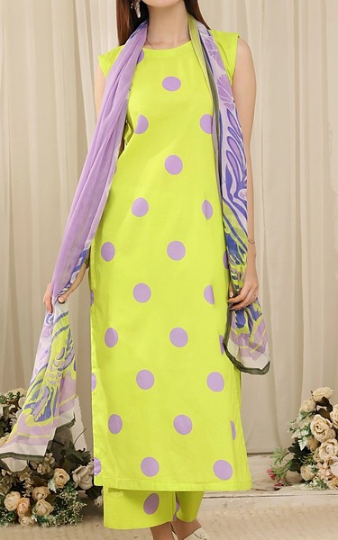 Feathers Arylide Yellow Lawn Suit | Pakistani Lawn Dress in USA- Image 1