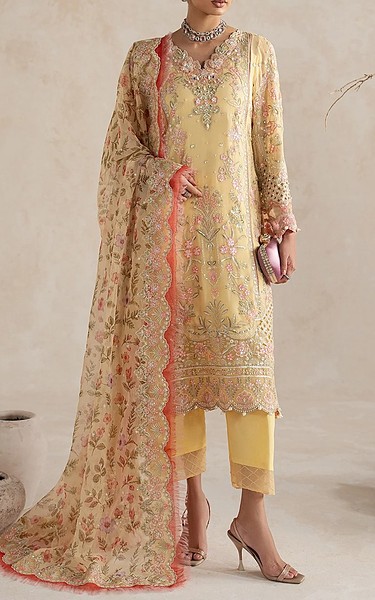 Gulaal Sand Gold Chiffon Suit | Pakistani Embroidered Chiffon Dresses USA- Image 1