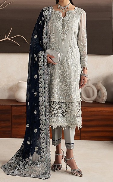 Gulaal Grey Chiffon Suit | Pakistani Embroidered Chiffon Dresses USA- Image 1