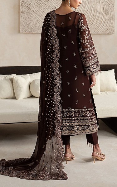 Gulaal Crater Brown Chiffon Suit | Pakistani Embroidered Chiffon Dresses USA- Image 2