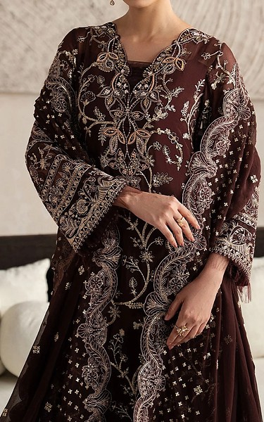 Gulaal Crater Brown Chiffon Suit | Pakistani Embroidered Chiffon Dresses USA- Image 3