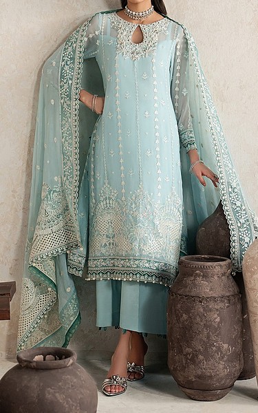 Gulaal Sky Blue Chiffon Suit | Pakistani Embroidered Chiffon Dresses USA- Image 3