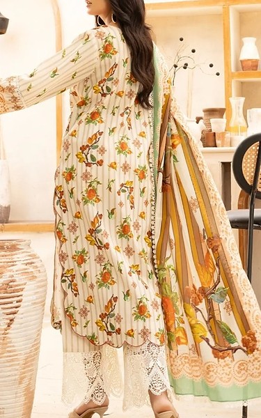 Gulmina Ivory Lawn Suit | Pakistani Lawn Dress in USA- Image 2