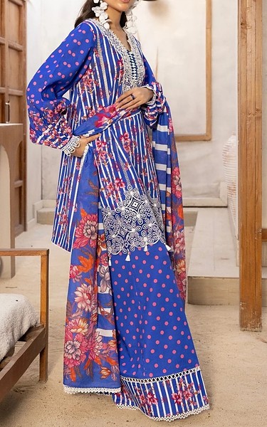 Gulmina Blue Lawn Suit | Pakistani Lawn Dress in USA- Image 1