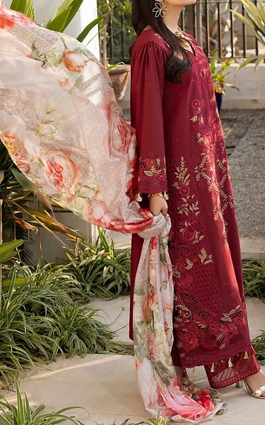 Gulmina Maroon Lawn Kurti | Pakistani Lawn Dress in USA- Image 2