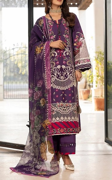 Gulmina Purple Lawn Suit | Pakistani Lawn Dress in USA- Image 1