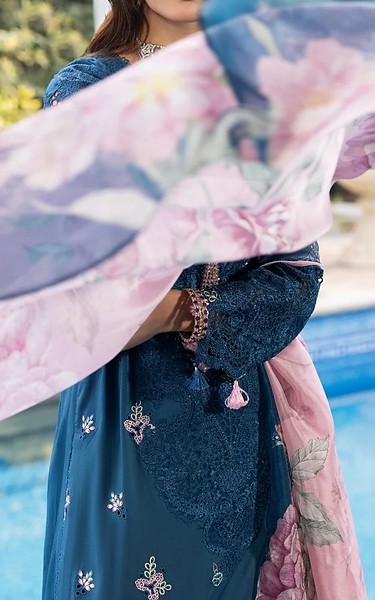 Gulmina Teal Blue Lawn Suit | Pakistani Lawn Dress in USA- Image 2