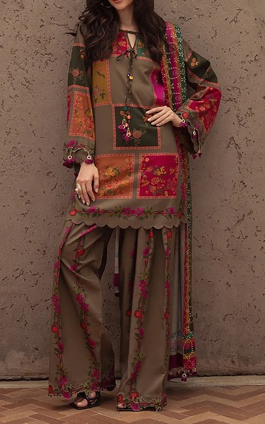 Charizma Tobacco Brown Staple Suit | Pakistani Winter Dresses in USA- Image 1
