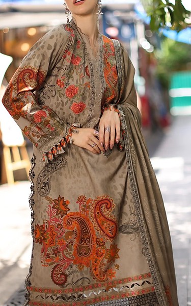 Charizma Beige Staple Suit | Pakistani Winter Dresses in USA- Image 1