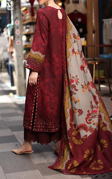 Charizma Wine Staple Suit | Pakistani Winter Dresses in USA- Image 2
