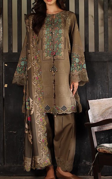 Charizma Pale Brown Staple Suit | Pakistani Winter Dresses in USA- Image 1