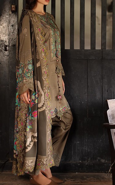 Charizma Pale Brown Staple Suit | Pakistani Winter Dresses in USA- Image 2