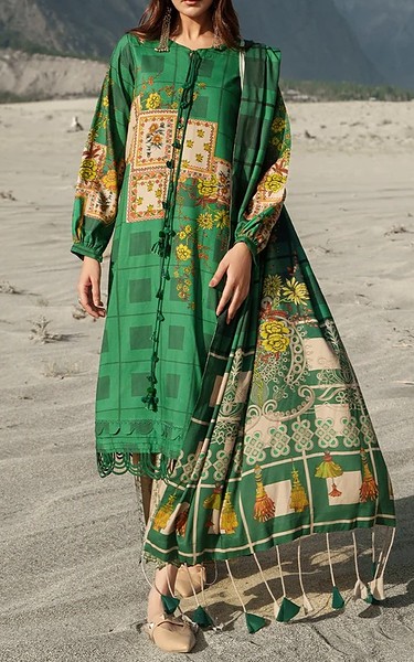 Charizma Emerald Green Staple Suit | Pakistani Winter Dresses in USA- Image 1