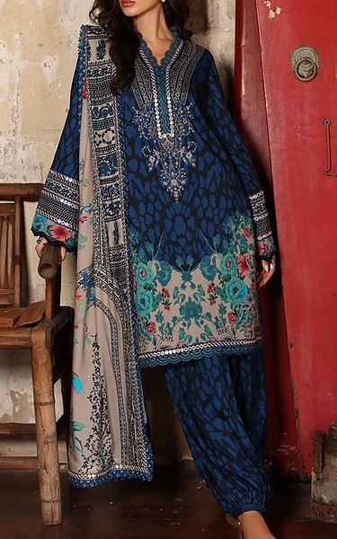 Charizma Black/Blue Staple Suit | Pakistani Winter Dresses in USA- Image 1