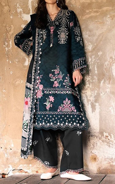 Charizma Nile Blue/Black Staple Suit | Pakistani Winter Dresses in USA- Image 1
