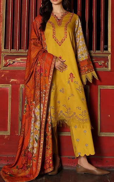 Charizma Mustard Staple Suit | Pakistani Winter Dresses in USA- Image 1
